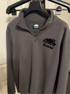 Roots Men's Half-Zip Sweater - Charcoal Gray
